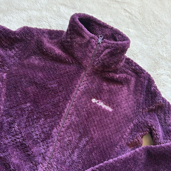 Columbia Full-Zip Plush Fleece Jacket Deep Purple Soft Cozy Layer Small - Picture 3 of 7